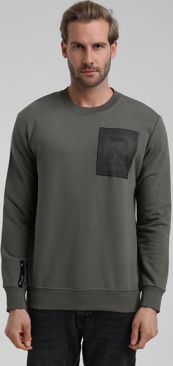 New World Polo Bisiklet Yaka Haki Slim Fit Sweatshirt 22FWM60119 - Image 1