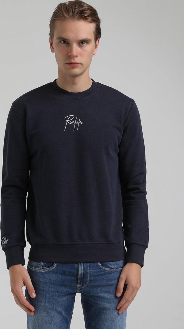 New World Polo Bisiklet Yaka Lacivert Slim Fit Sweatshirt 22FWM60129 - Image 1