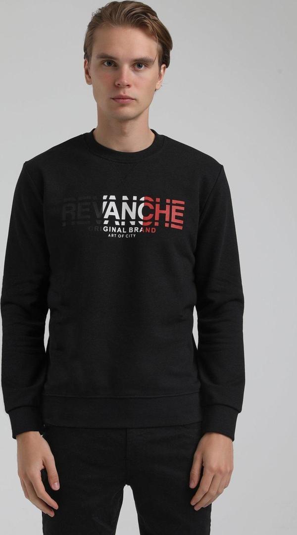 New World Polo Bisiklet Yaka Siyah Slim Fit Sweatshirt 22FWM60123 - Image 1