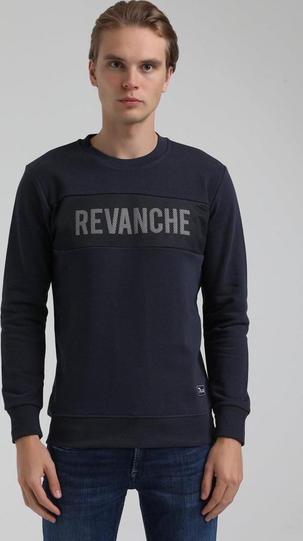 New World Polo Bisiklet Yaka Lacivert Slim Fit Sweatshirt 22FWM60117 - Image 1