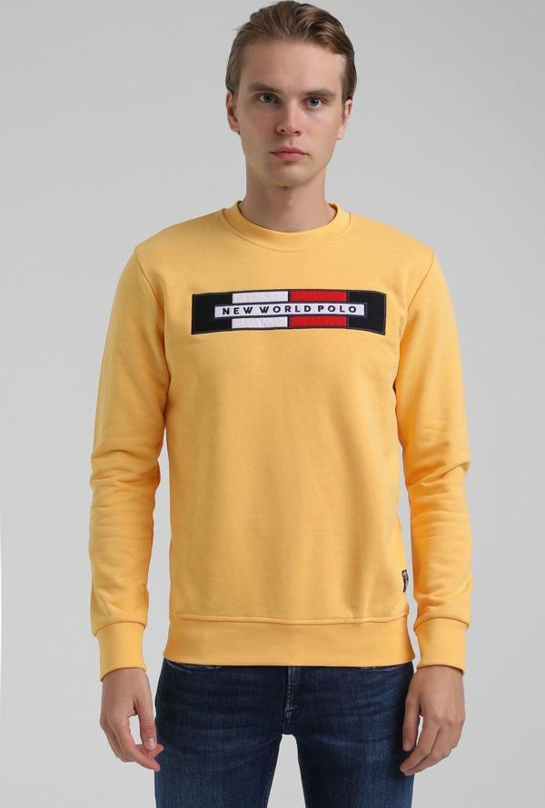 New World Polo Bisiklet Yaka Hardal Slim Fit Sweatshirt 22FWM60124 - Image 1
