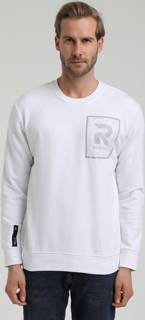 New World Polo Bisiklet Yaka Beyaz Slim Fit Sweatshirt 22FWM60119 - Image 1