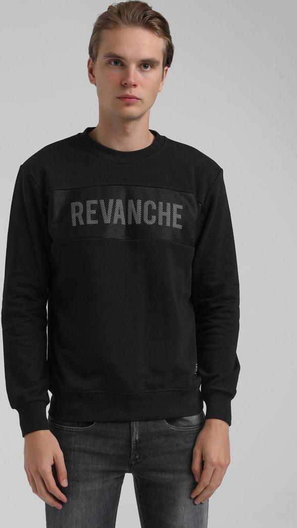 New World Polo Bisiklet Yaka Siyah Slim Fit Sweatshirt 22FWM60117 - Image 1