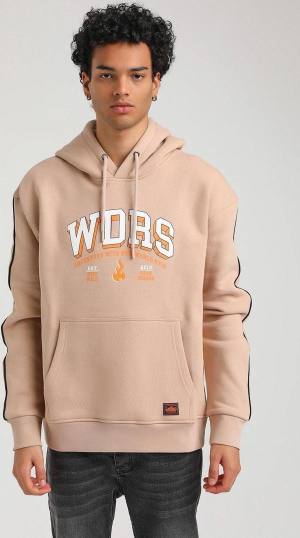 Kapüşonlu Bej Slim Fit Hoodie 23FWM64060 - Image 1