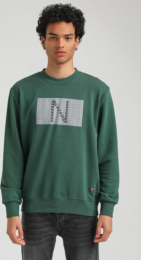 Bisiklet Yaka Yeşil Slim Fit Sweatshirt 23FWM60152 - Image 1