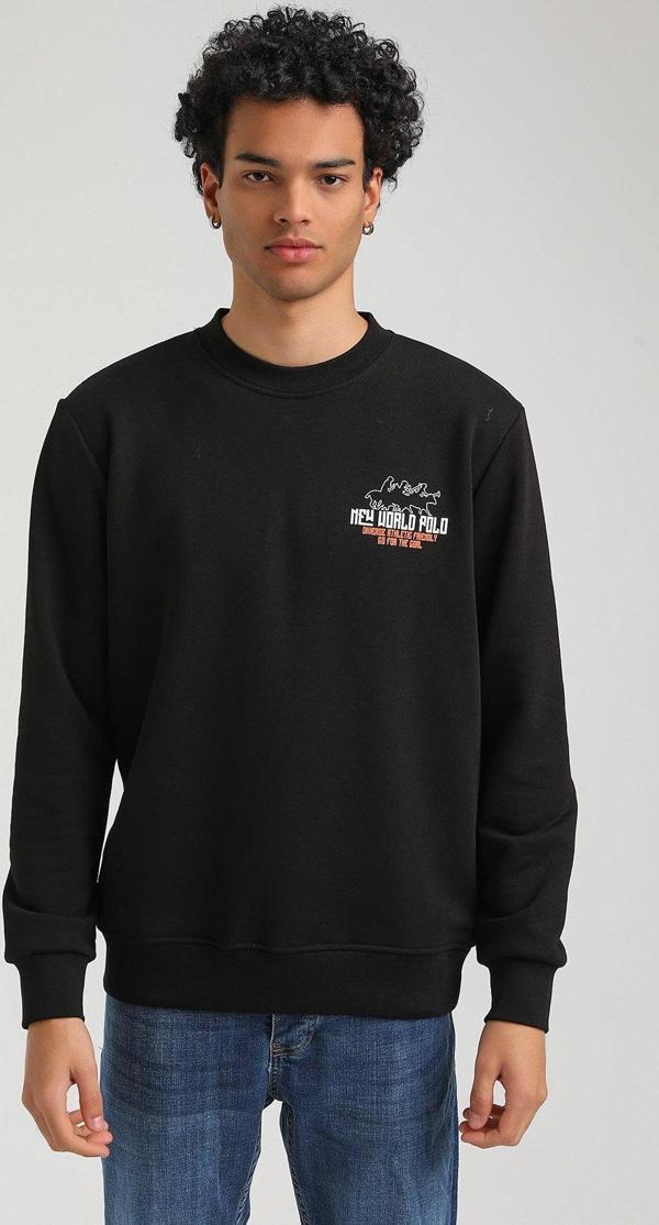 Bisiklet Yaka Siyah Slim Fit Sweatshirt 23FWM60158 - Image 1