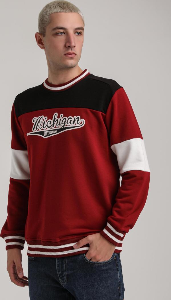 Bisiklet Yaka Bordo Slim Fit Sweatshirt 24FWM60192 - Image 1