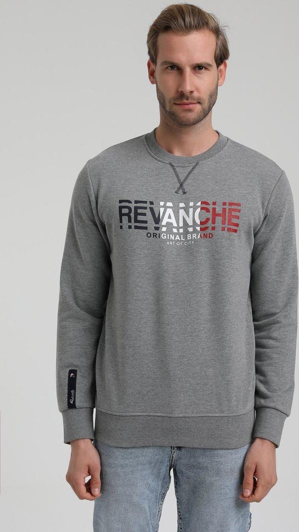 New World Polo Bisiklet Yaka Gri Slim Fit Sweatshirt 22FWM60123 - Image 1