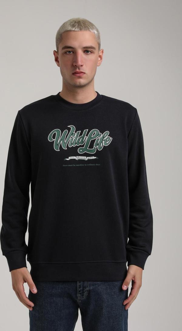 Bisiklet Yaka Lacivert Slim Fit Sweatshirt 24FWM60195 - Image 1
