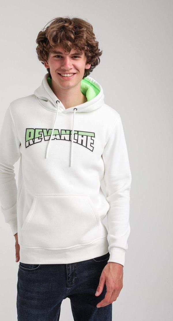 Kapüşonlu Ekru Slim Fit Hoodie 23FWM64058 - Image 1