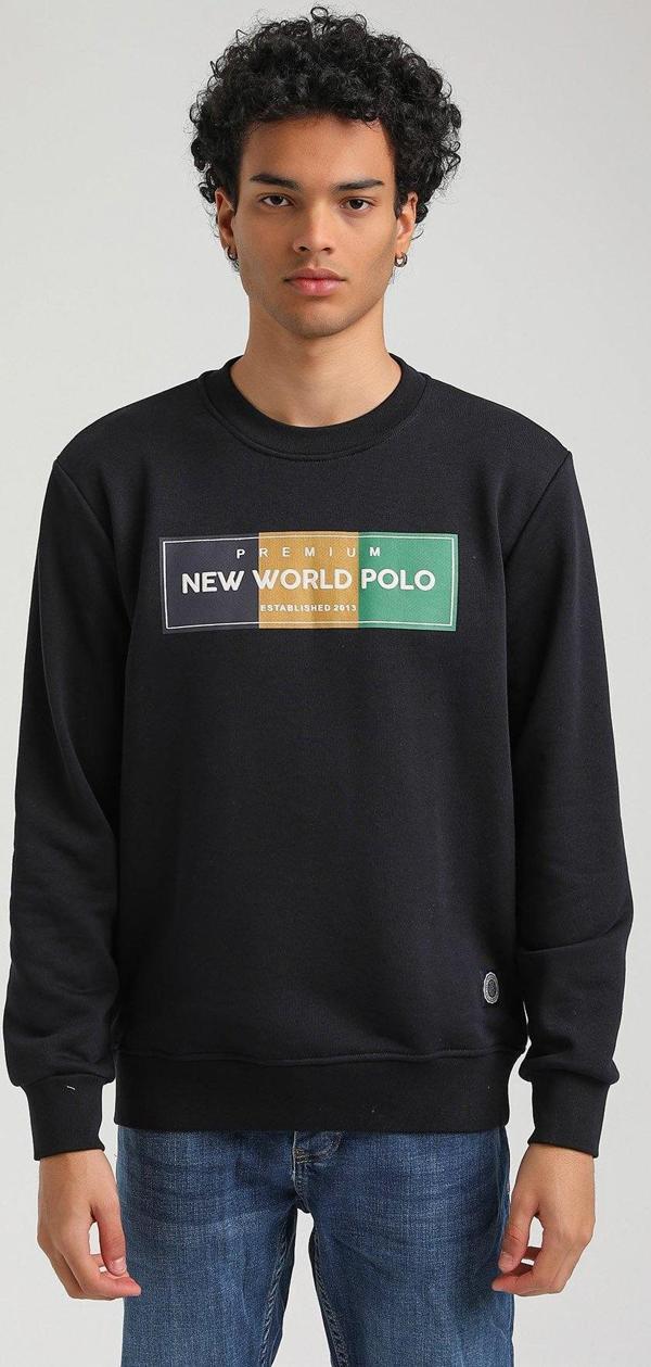 Bisiklet Yaka Lacivert Slim Fit Sweatshirt 23FWM60155 - Image 1