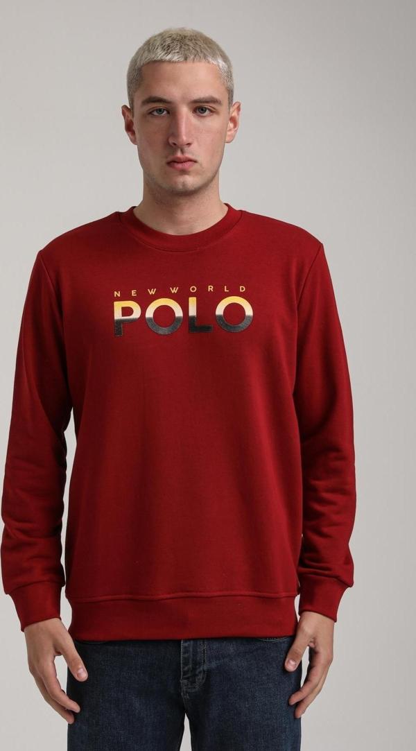 Bisiklet Yaka Bordo Slim Fit Sweatshirt 24FWM60186 - Image 1