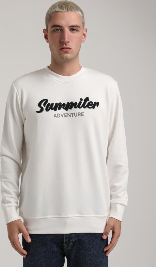 Bisiklet Yaka Ekru Slim Fit Sweatshirt 24FWM60177 - Image 1