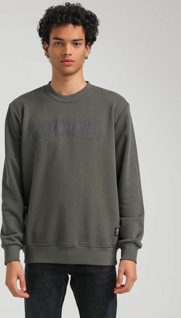 Bisiklet Yaka Haki Regular Custom Sweatshirt 23FWM60149 - Image 1