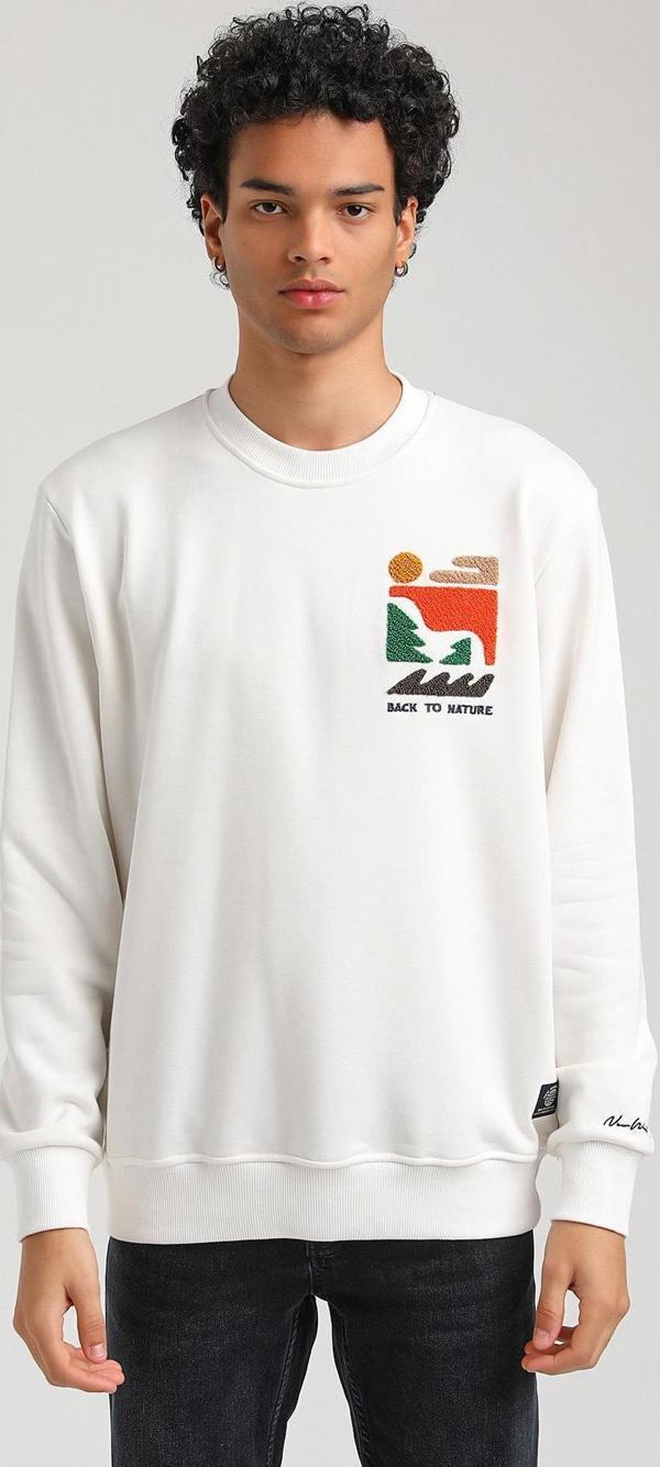 Bisiklet Yaka Ekru Slim Fit Sweatshirt 23FWM60151 - Image 1