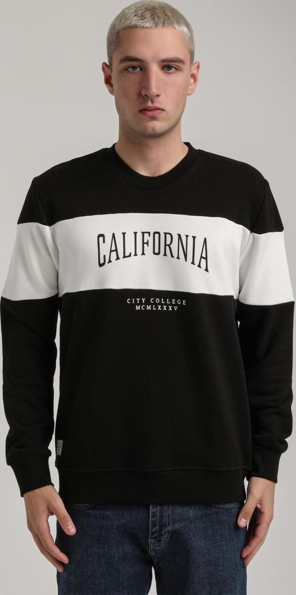 Bisiklet Yaka Siyah Slim Fit Sweatshirt 24FWM60203 - Image 1