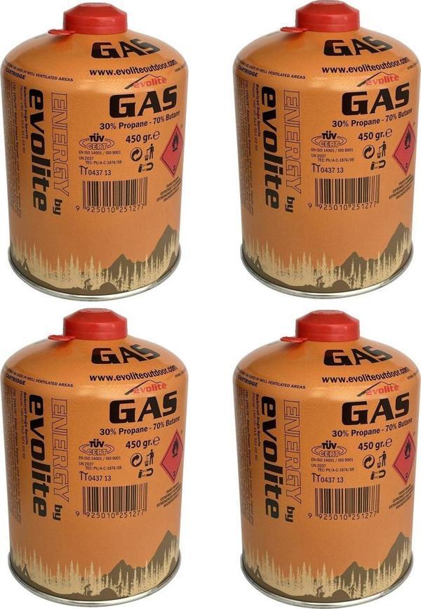 Evolite Butane Propane Vidalı 450 Gr. Ocak Kartuşu - 4 Adet - Image 1