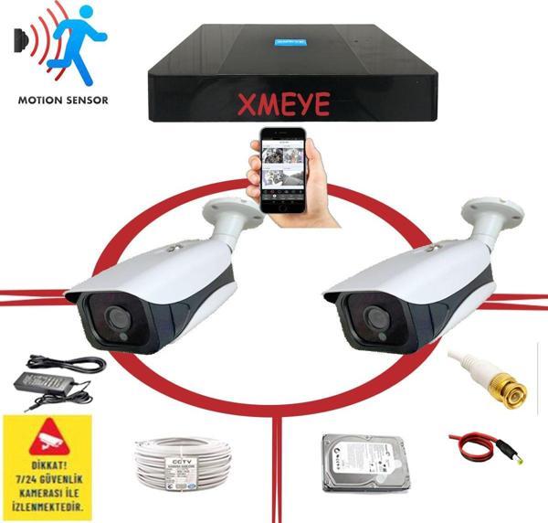 Bises 2 Kameralı Hareket Algılayan 5 MP Lens 36 IR LED Metal Kasa Güvenlik Kamerası Seti BS 336 - Image 1