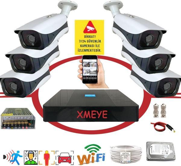 Bises 6 lı Yapay Zeka Destekli Araç Yüz ve İnsan Tanımalı Hareket Algılayan 5 MP Lens 36 IR LED Metal Kasa Güvenlik Kamera Seti BS336 - Image 1