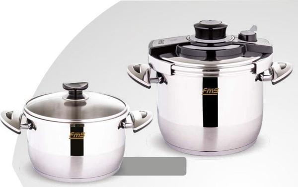 FMS Venüs İkiz 5 + 7 Litre Güveç Düdüklü Tencere Seti + Cam Kapak Siyah 3029 - Image 1