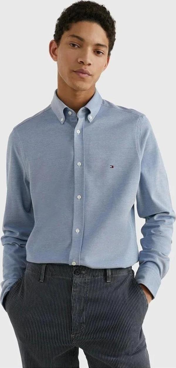 Tommy Hilfiger Erkek Normal Gömlek Yaka Mavi Gömlek - Image 1