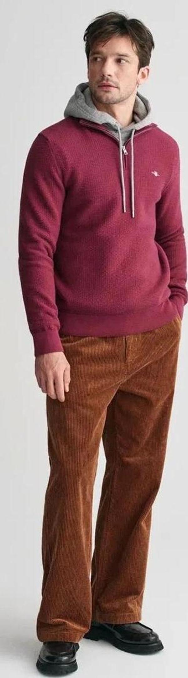 Gant Erkek Mikro Dokulu Pamuklu Yarım Fermuarlı Kazak - Image 1