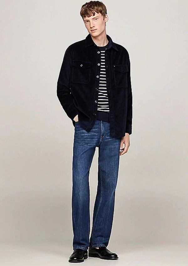 Tommy Hilfiger Erkek Lacivert Kadife Gömlek - Image 1