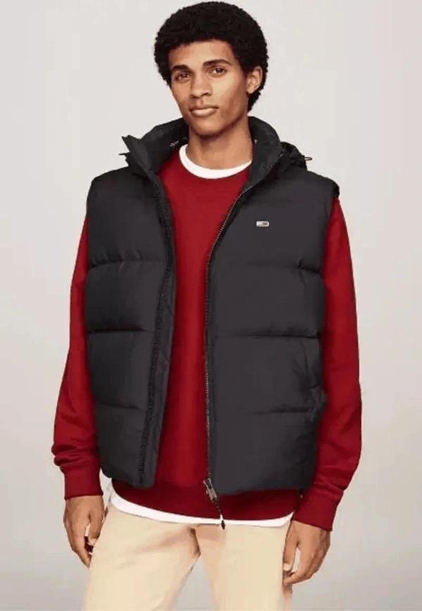 Tommy Jeans Erkek Kapşonlu Fermuarlı Siyah Yelek - Image 1