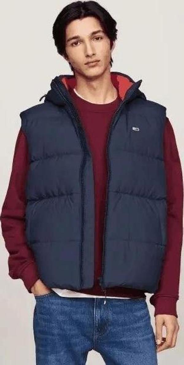 Tommy Jeans Erkek Kapşonlu Fermuarlı Lacivert Yelek - Image 1