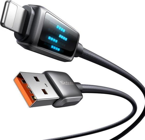 Mcdodo CA-5250 3A USB iPhone Şarj Hız Göstergeli Şarj Data Kablosu 1.2M Siyah - Image 1
