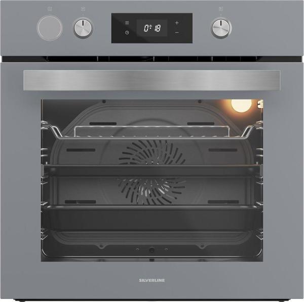 Silverline BO65P4S01 Buhar Destekli + Airfryer Özellikli Ankastre Fırın Gri Antrasit Cam - Image 1