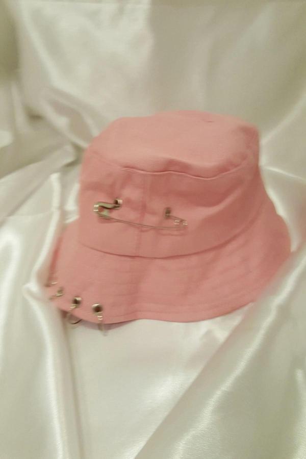 Şapka Bucket Şapka Balıkçı Kova Şapka Unisex Yuvarlak Şapka Açık Lila Zincir Piercing Li - Image 1