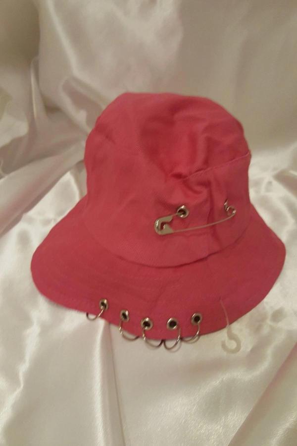Şapka Bucket Şapka Balıkçı Kova Şapka Unisex Yuvarlak Şapka Şeker Pembe Zincir Piercing Li - Image 1