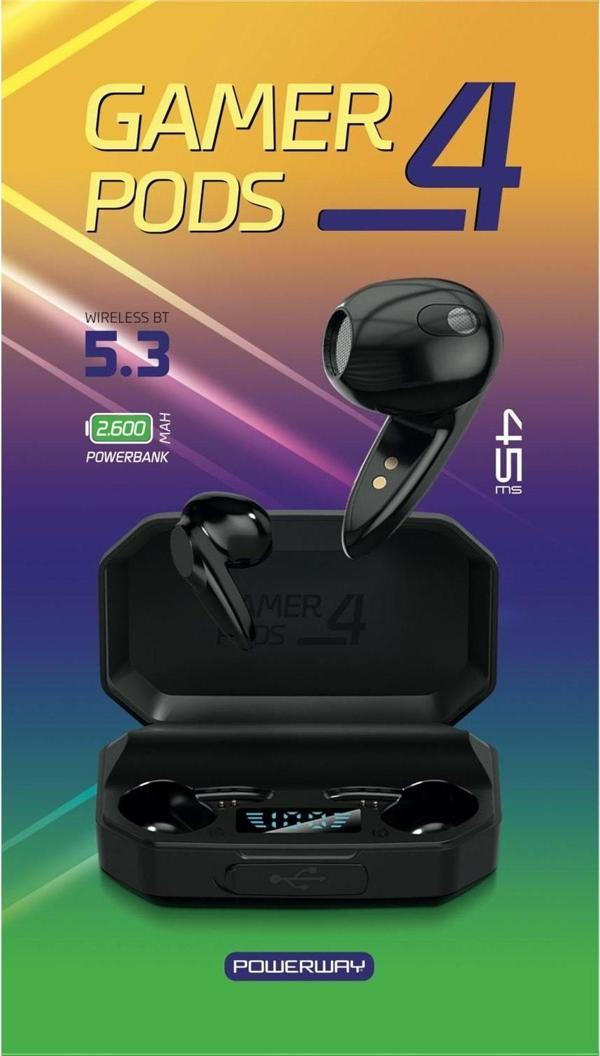 Pmr Gamer Pods 4 Dokunmatik Bluetoot Kulaklık 2600 Mah Powerbank - Image 1