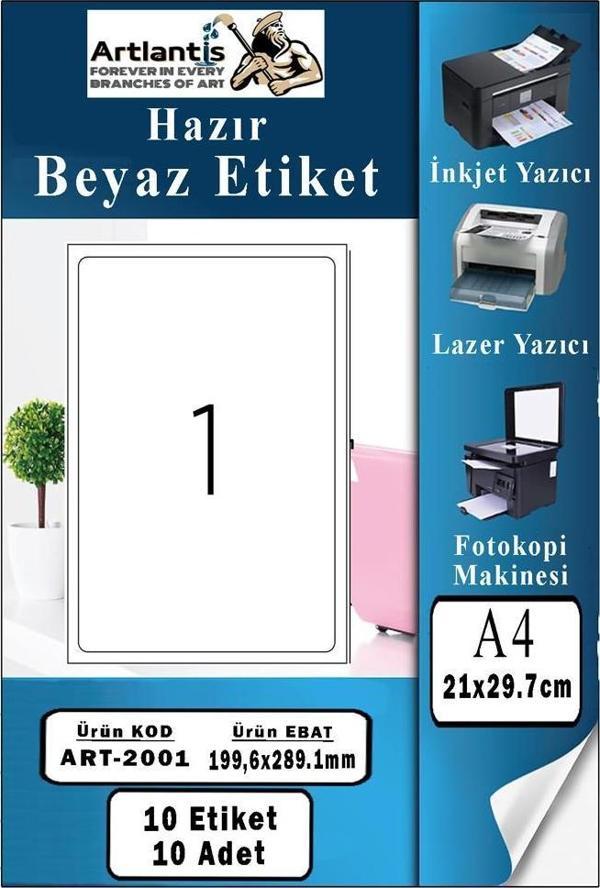 A4 Hazır Etiket 199.6x289.1 mm 10 Sayfa 1 Paket Kendinden Yapışkanlı Fotokopi Lazer İnkjet Kağıdı Yazıcılar İçin Uyumlu - Image 1