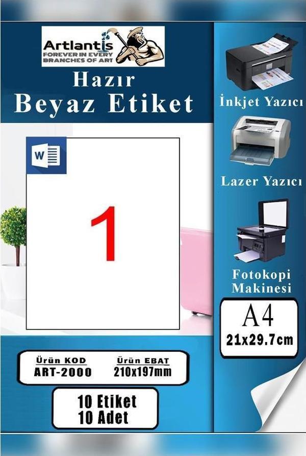 A4 Hazır Etiket 210x297 mm 10 Sayfa 1 Paket Kendinden Yapışkanlı Fotokopi Lazer İnkjet Kağıdı Yazıcılar İçin Uyumlu - Image 1
