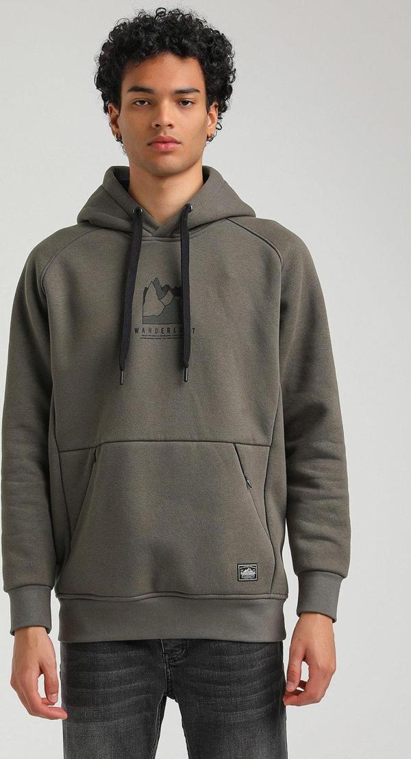Kapüşonlu Haki Slim Fit Hoodie 23FWM64042 - Image 1