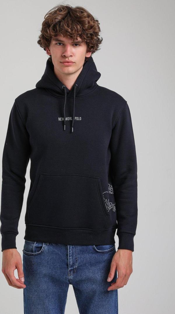 Kapüşonlu Lacivert Slim Fit Hoodie 23FWM64044 - Image 1