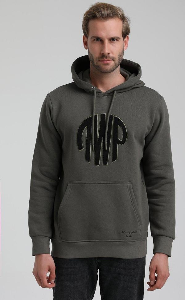 New World Polo Kapüşonlu Haki Slim Fit Hoodie 22FWM64037 - Image 1