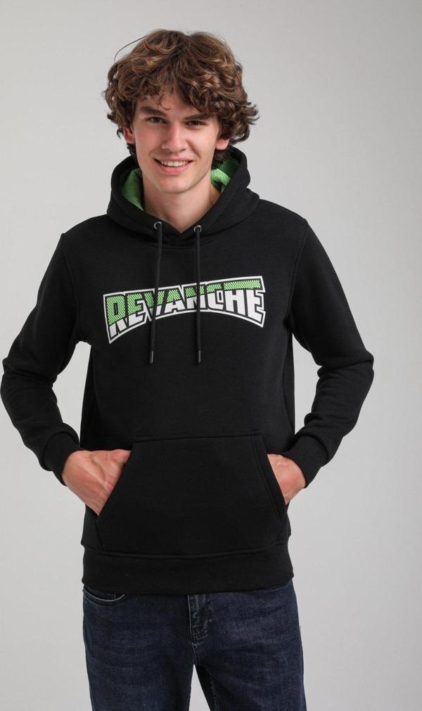 Kapüşonlu Siyah Slim Fit Hoodie 23FWM64058 - Image 1