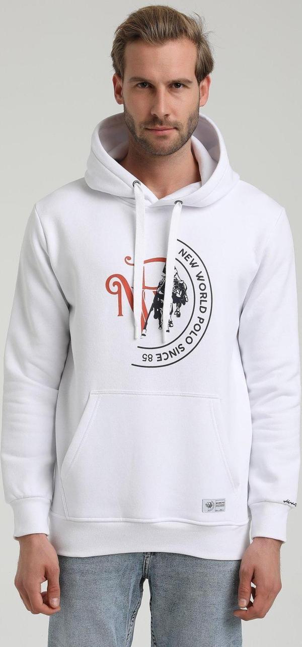 New World Polo Kapüşonlu Beyaz Slim Fit Hoodie 22FWM64030 - Image 1