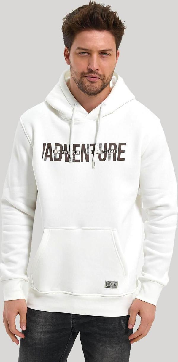 Kapüşonlu Ekru Slim Fit Hoodie 23FWM64047 - Image 1