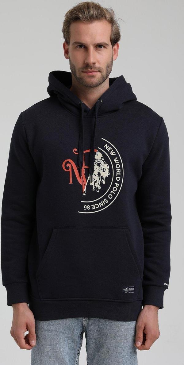 New World Polo Kapüşonlu Lacivert Slim Fit Hoodie 22FWM64030 - Image 1