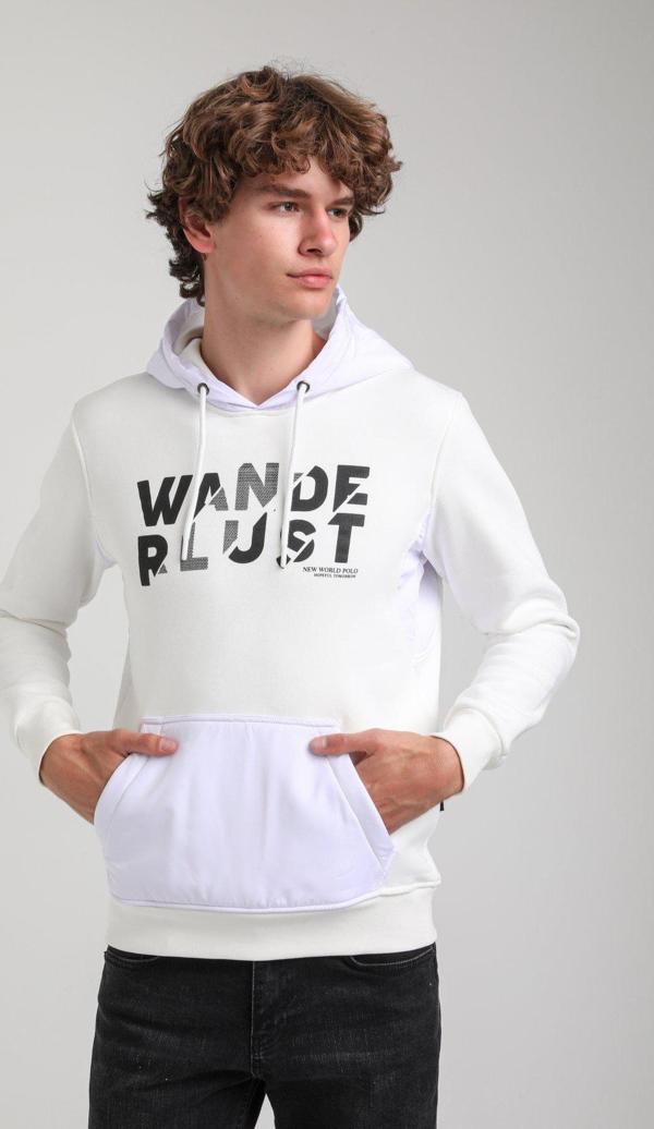 Kapüşonlu Ekru Slim Fit Hoodie 23FWM64059 - Image 1