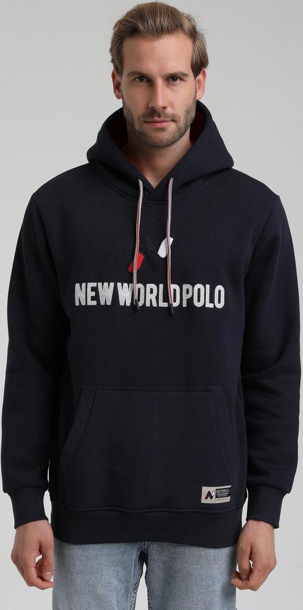 New World Polo Kapüşonlu Lacivert Slim Fit Hoodie 22FWM64032 - Image 1