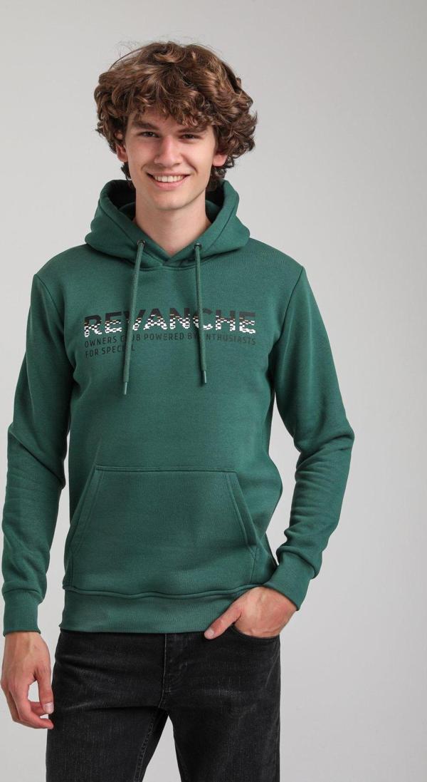 Kapüşonlu Yeşil Slim Fit Hoodie 23FWM64062 - Image 1