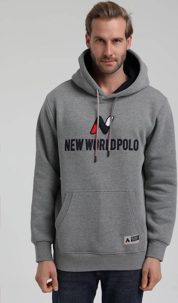 New World Polo Kapüşonlu Gri Slim Fit Hoodie 22FWM64032 - Image 1