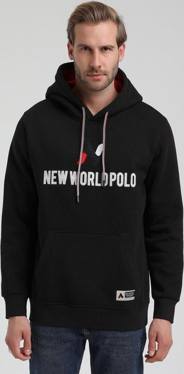 New World Polo Kapüşonlu Siyah Slim Fit Hoodie 22FWM64032 - Image 1