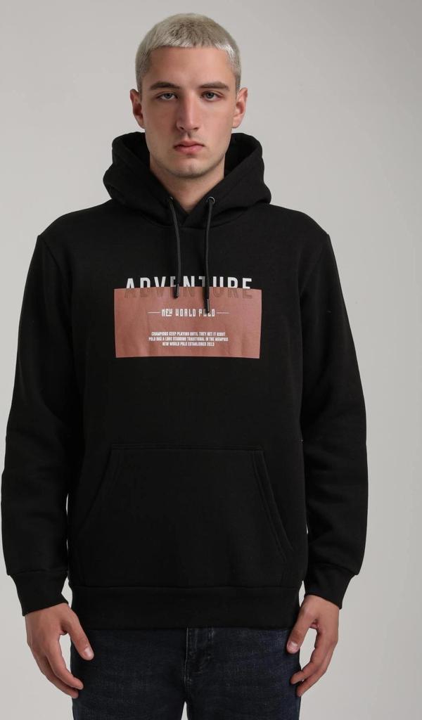Kapüşonlu Siyah Slim Fit Full-Zip Sweatshirt 24FWM64078 - Image 1