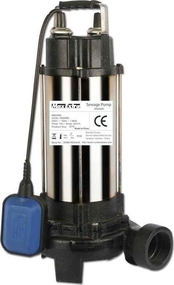 Max-Extra MX05980 Dalğıç Pompa 2.5Hp 2'' - Kirli Su Parçalıyıcı Bıçaklı - Image 1